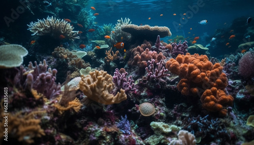Colorful aquatic wildlife in tropical reef, a scuba diver paradise