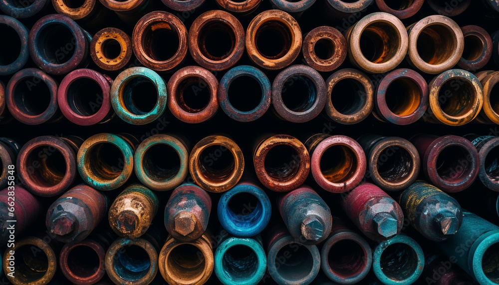 Vibrant colored circles in a row on a metallic background Vibrant colored circles in a row on a metallic background