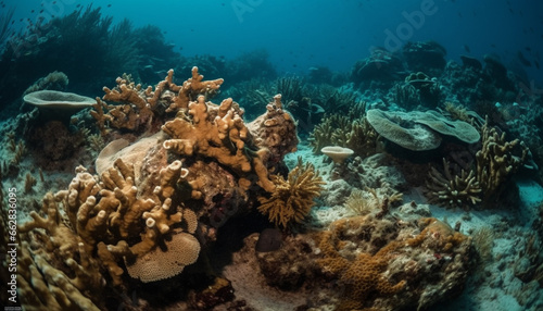 Colorful sea life in natural beauty  below tropical coral reef