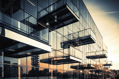 Modern architecture building glass duotone background. Generative AI.