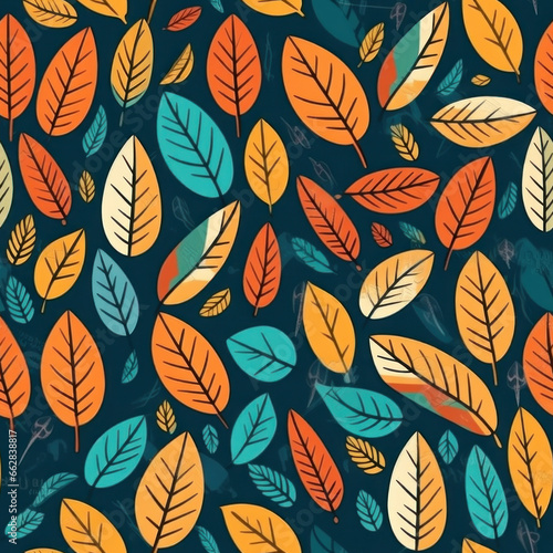seamless pattern with autumn leaves texture generative ai © ST 3Design