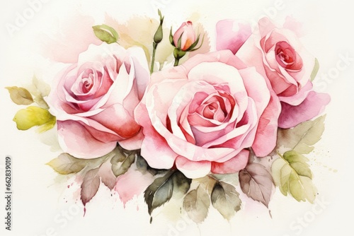 Romantic Pink Roses Bouquet Painting