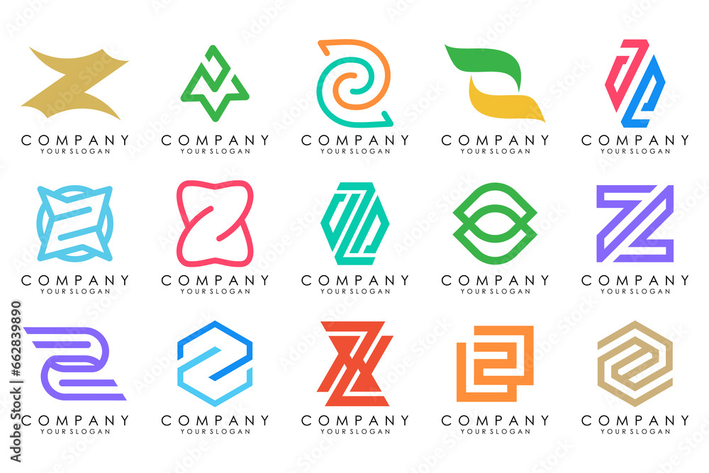 Set of abstract letter z logo design. icons for business of luxury elegant, simple with colorfulness