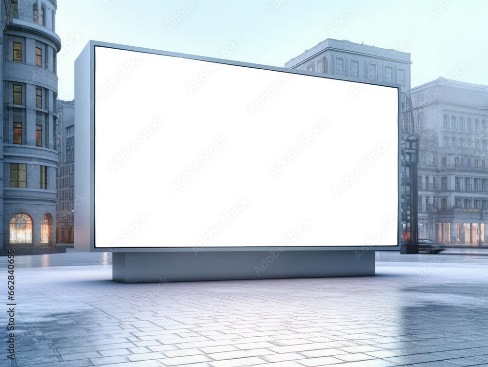 Blank billboard in the city. Mock up. Generative AI Blank billboard in the city. Mock up. Generative AI