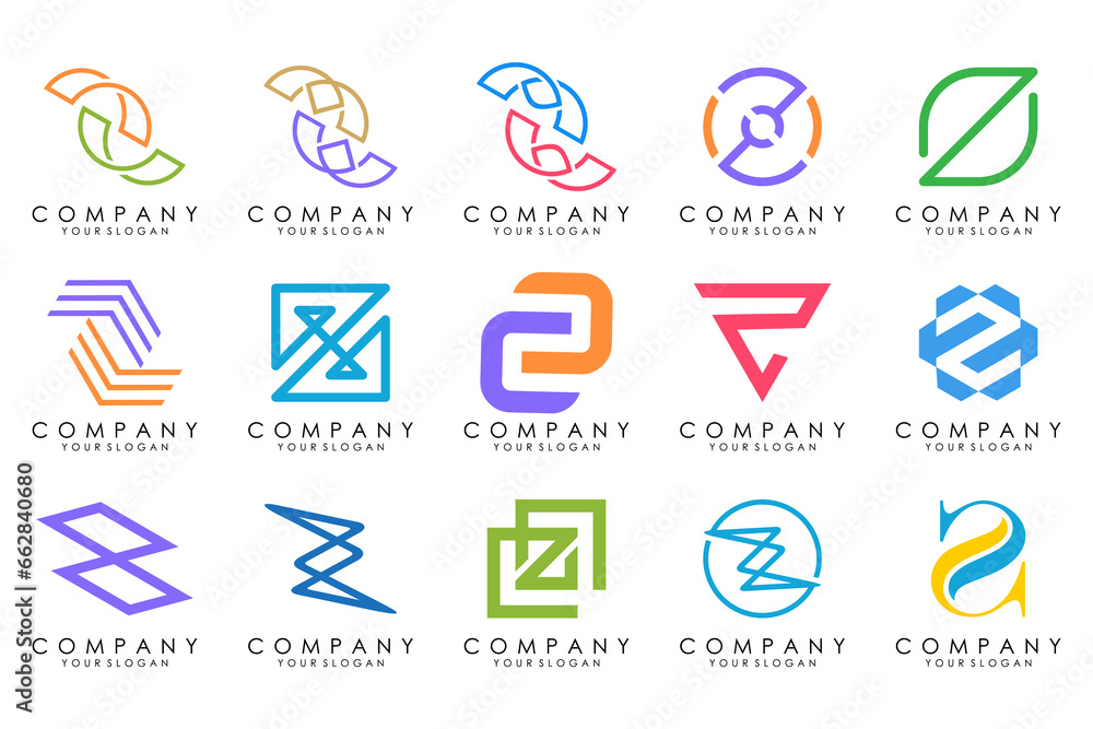 Set of abstract letter z logo design. icons for business of luxury elegant, simple with colorfulness
