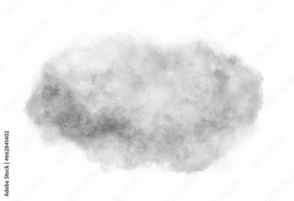 Realistic white cloud. Cloud on transparent background. Fog effect. PNG image