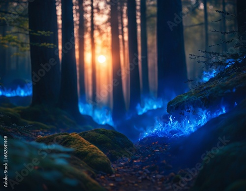 The dark forest is shrouded in mysterious blue energy © NeuroSky