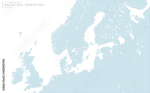 バルト海と北海を中心としたヨーロッパ北部のドットマップ。　大サイズ。