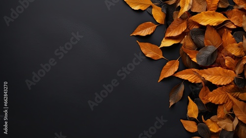 Dry Leaves on Black Background