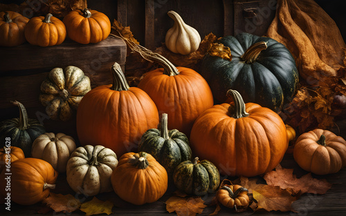 Pumpkin harvest detailed photograph
