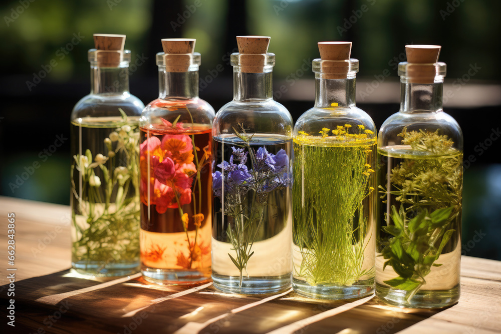 Luxurious Essential Oils Collection in Elegant Glass Bottles - Generative AI Luxurious Essential Oils Collection in Elegant Glass Bottles - Generative AI