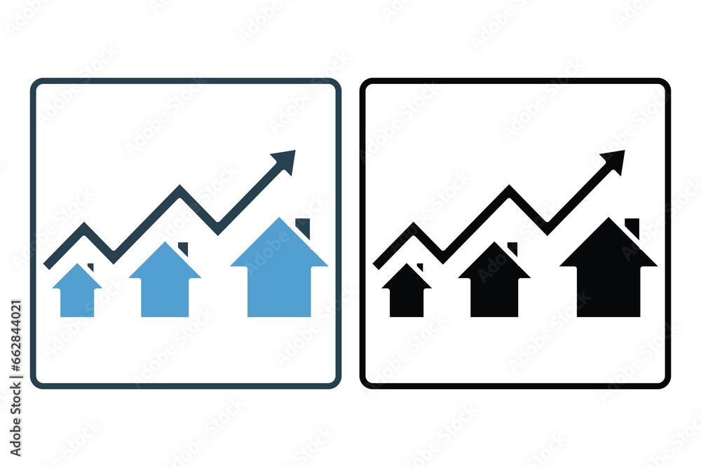 Housing Market Icon. Icon related to Real estate. Suitable for web site design, app, user interfaces. Solid icon style. Simple vector design editable Housing Market Icon. Icon related to Real estate. Suitable for web site design, app, user interfaces. Solid icon style. Simple vector design editable
