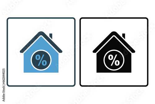Mortgage Icon. Icon related to Real estate. Suitable for web site design, app, user interfaces. Solid icon style. Simple vector design editable