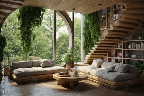 Create an eco-friendly interior design for a sustainable home © Muhammad