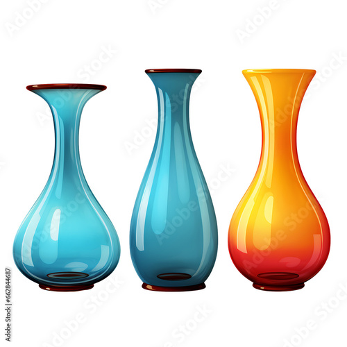 Colorful vases for home decoration on transparent background PNG