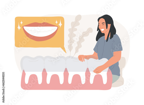 Teeth wear silicone trainer isolated concept vector illustration. Invisible orthodontic braces, silicon teeth wear, dental training, dental care, crowded tooth treatment method vector concept.