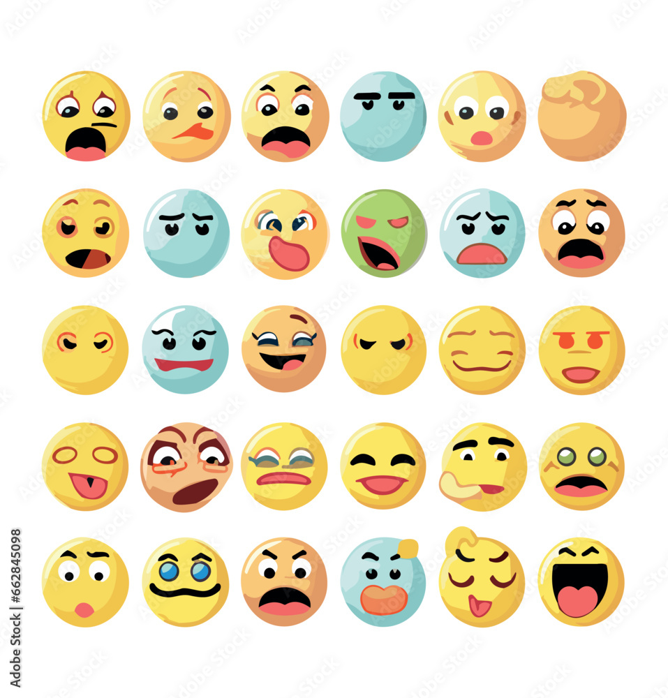 Set of smileys emoji icons - Funny emoticons vector Set of smileys emoji icons - Funny emoticons vector