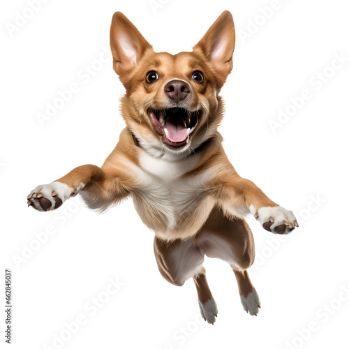 Happy and healthy jumping dog on transparent background PNG