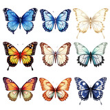 collection of butterflies on transparent background PNG. 