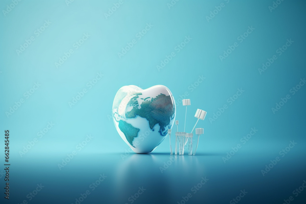Obraz premium Planet earth in the form of a shield on a blue background.