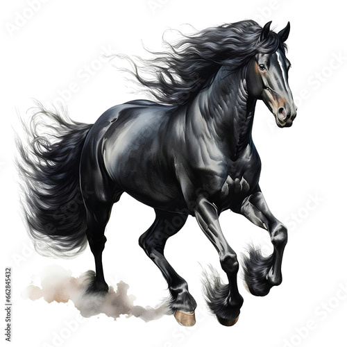 black and white horse on transparent background PNG