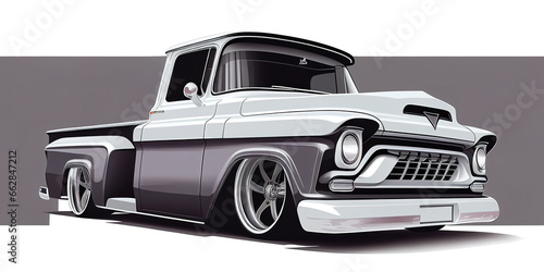 illustration of a muscle cars pickup in vector design, simplicity design of muscle truck
