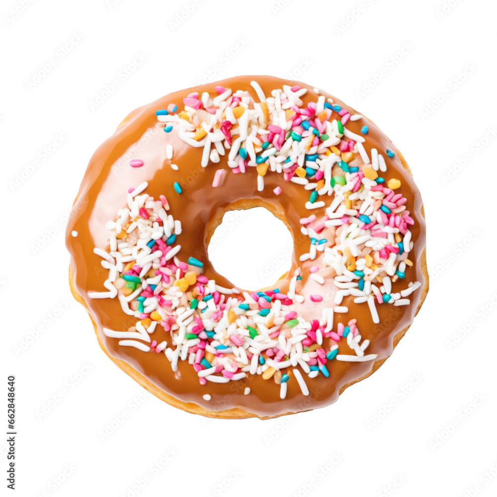donut with caramel glaze and sprinkles isolated on a transparent background donut with caramel glaze and sprinkles isolated on a transparent background