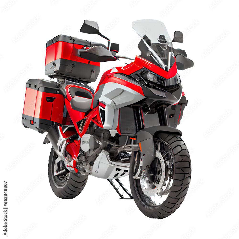 Motorcycle for touring on transparent background PNG. Motorcycle touring concept.