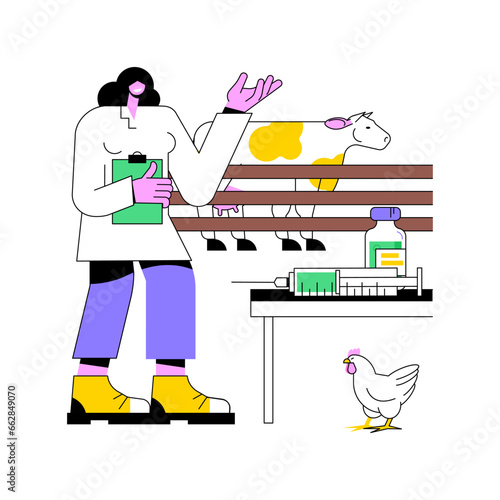 Veterinary drugs isolated cartoon vector illustrations. Farmer giving antibiotics for livestock, animals health care, agribusiness industry, agricultural input sector vector cartoon.
