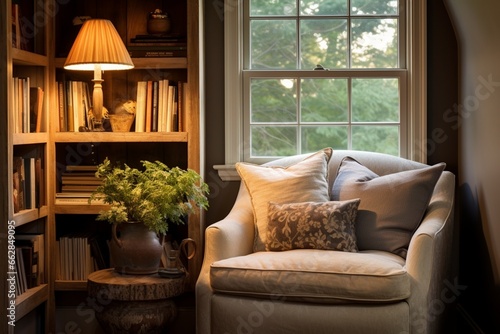 Create an inviting and comfortable reading nook in a cozy corner of a room