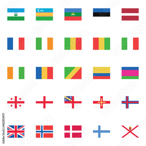 World national flags vector illustrations.
