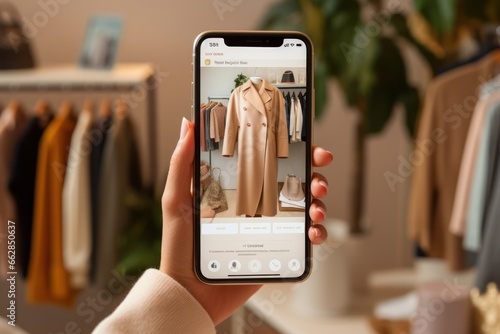 smart fashion: Smartphone screen presents item paired with AI-inspired looks. Shop with tech ease