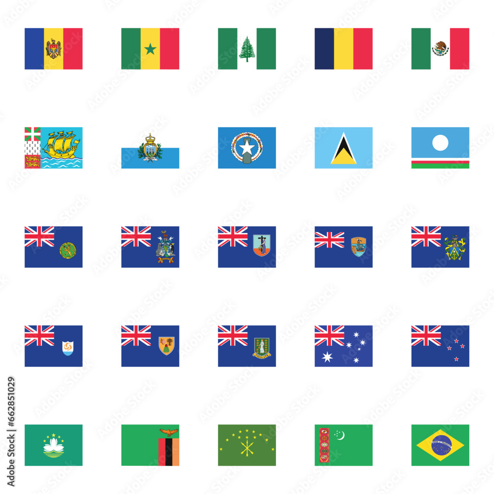 World national flags vector illustrations. World national flags vector illustrations.