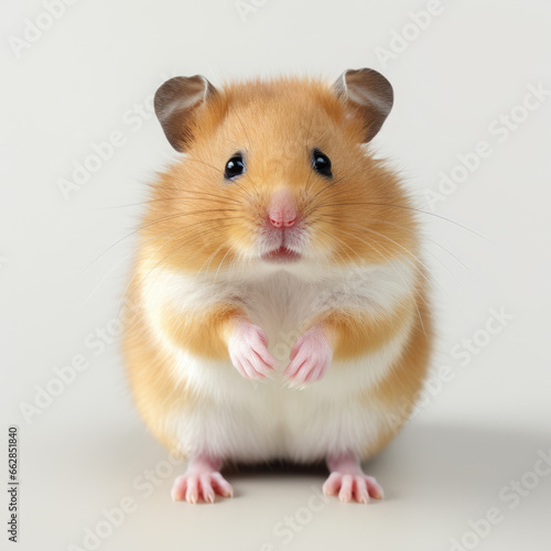 Close up a gray Hamster, Angle to capture the whole body, studio photo, White background