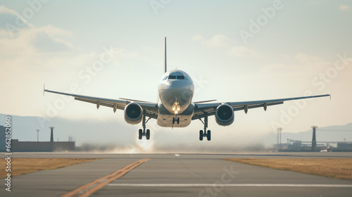 airplane landing on the runway