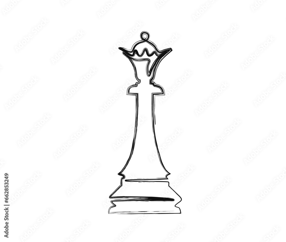 Minimalis chess queen outline hand drawn illustration. Simple pawn line art vector illustration. Minimalis chess queen outline hand drawn illustration. Simple pawn line art vector illustration.