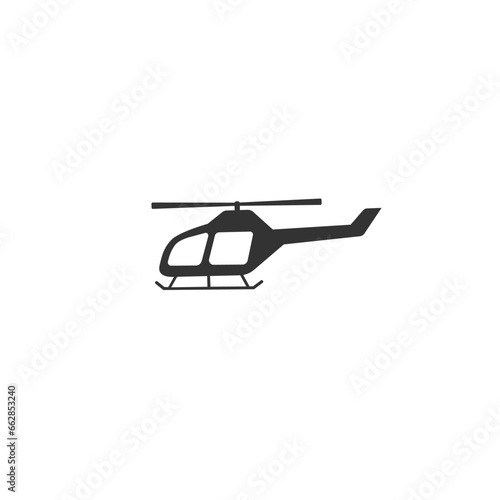 Black helicopter vector icon on white background