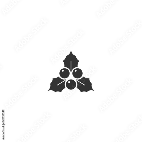 Holly Leaves And Berries Icon. Vector