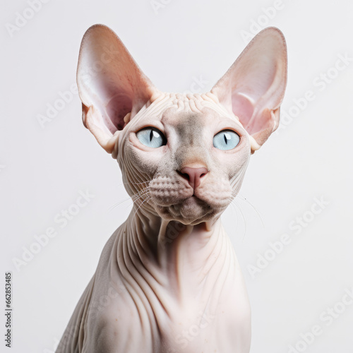 Close up a Sphynx cat, studio photo, White background © Rainbow Kuma