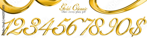 3D Gold number classic style