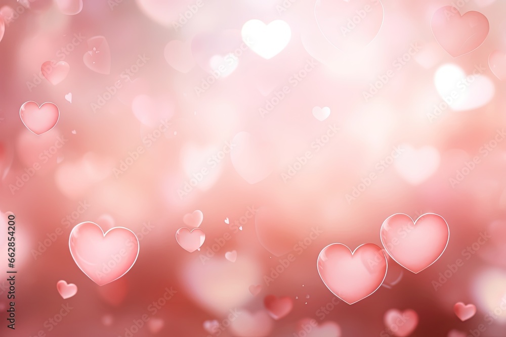 Romantic Heart-shaped Bubbles on Pink Bokeh Background