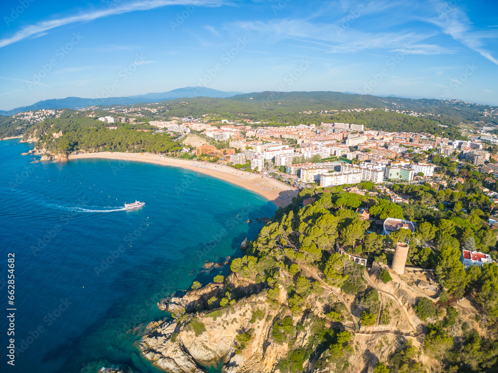 Lloret de Mar on the Costa Brava of Girona images of the beach, main panoramic from the air with drone