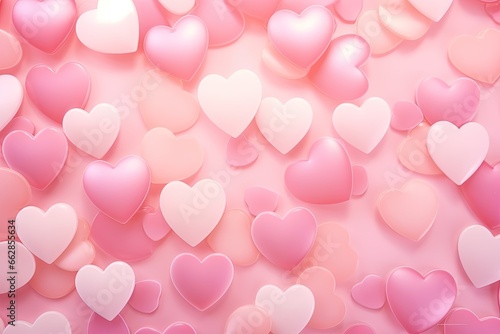 Heart-shaped Elements in Various Shades of Pink on a Scattered Background photo