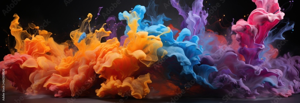 Obraz premium Abstract blue and pink color drop to the water, Generative AI