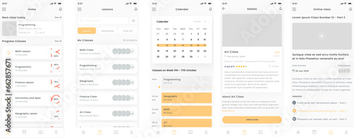 Group Study, Online Lessons and Learning Class Mobile App Ui Kit Template