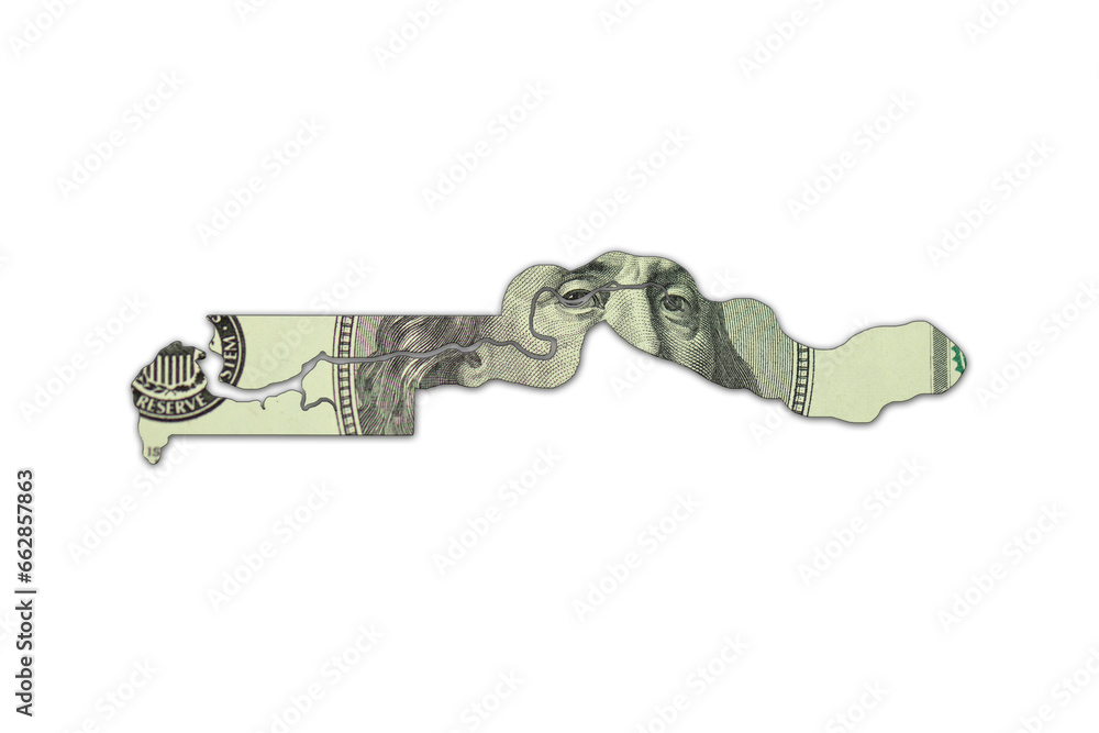 map of gambia on a american dollar money texture on the white background. finance concept. map of gambia on a american dollar money texture on the white background. finance concept.