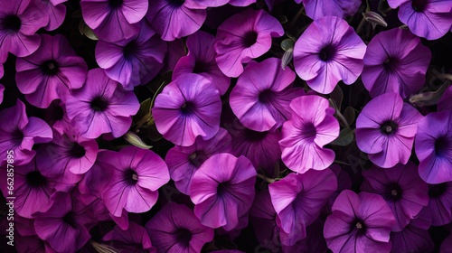 Petunia Patterns: Purple petunias laid in a distinct pattern, creating rhythm and flow against the backdrop © Filip