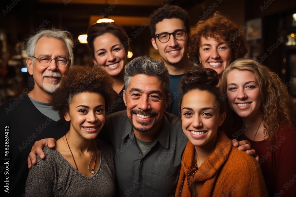 Groupe multiculturel d'homme et de femme, caucasien, afro et asiatique, souriant et joyeux Groupe multiculturel d'homme et de femme, caucasien, afro et asiatique, souriant et joyeux