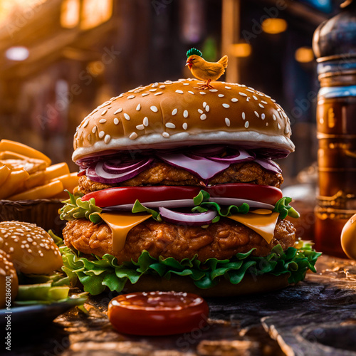 big hamburger on a table