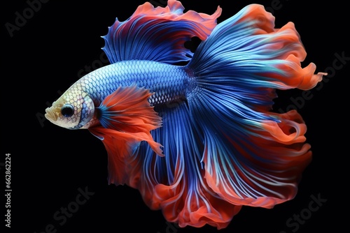 Colorful Siamese fighting fish with beautiful silk tail. © Bargais